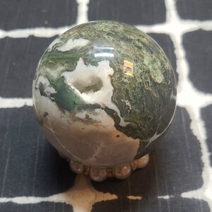 63mm Druzy Moss Agate Sphere!